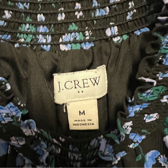 J Crew Navy Floral long Sleeve Top Size Medium - Picture 4 of 5